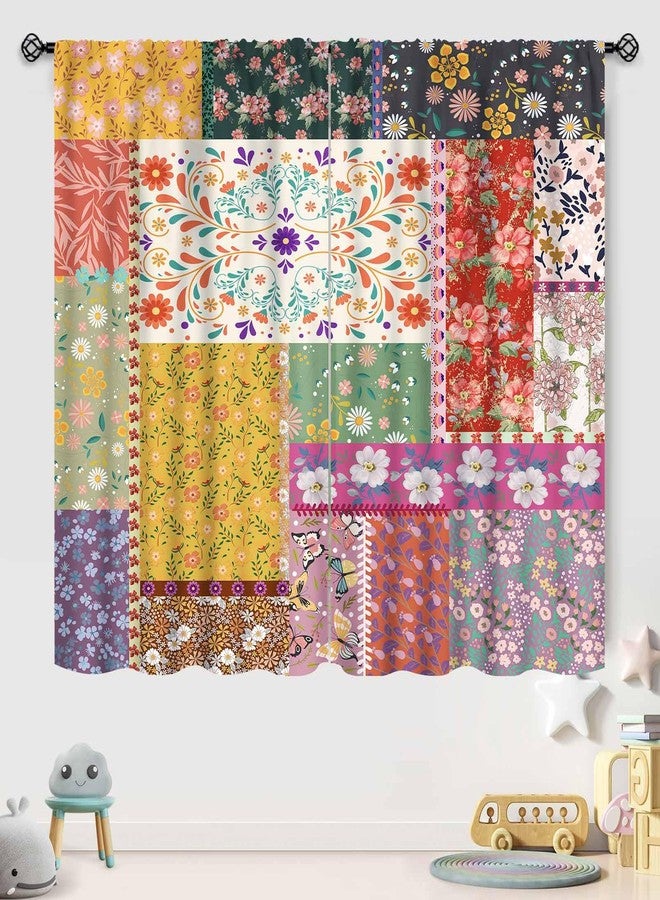 ستائر Lnepty Boho Patchwork، ستائر ربيعية ملونة بنمط زهور برية، مناسبة لغرف النوم والمعيشة والمطابخ، مقاس 21 بوصة عرض × 45 بوصة طول، طقم من لوحتين - Image 5